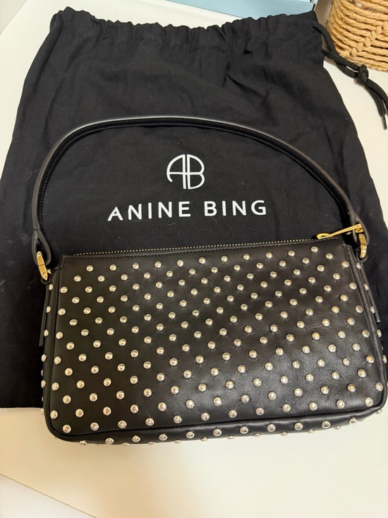 Anine Bing Handbags - Anine Bing Mini Elly Black Studded Leather Shoulder Bag RARE